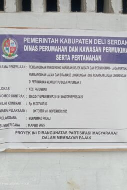 Bendes Patumbak II Dicatut Namanya Proyek Dari Pemkab Deliserdang dan Dinas Perkim