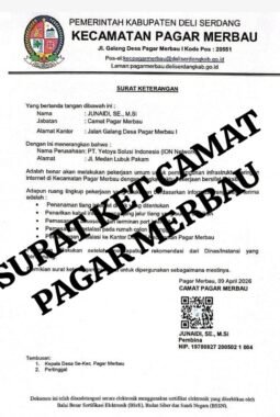 Pemasangan Tiang Wifi di Pagar Merbau Disoal Warga,Surat Izin Camat Dinilai Cacat Administrasi
