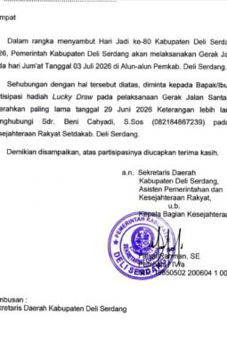 Kabag Kesra Pemkab Deli Serdang Bungkam Setelah Surat Pemkab Deli Serdang Minta Lucky Draw Beredar