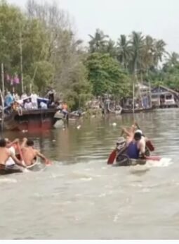 Pertahankan Tradisi Sejak 1978, Kades Paluh Sibaji Nasri Gelar Lomba Dayung Sampan Semarakkan HUT RI ke-81