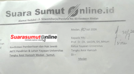 Surat konfirmasi media ke Yayasan Tengku Amir Hamzah (dok)