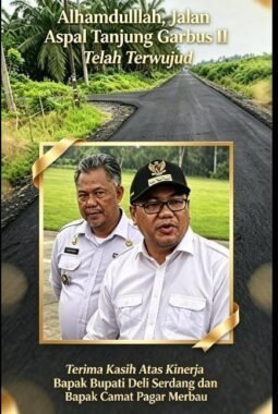 Jalan di Aspal, Warga Tanjung Garbus II Ucapkan Terimakasih Kepada Pemkab Deli Serdang dan PTPN-IV Reg 2