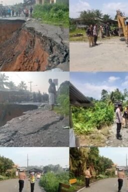 Tanggap Bencana Tanah Longsor di Desa Tiga Juhar, Polsek STM Hulu Bantu Aktifkan Jalur Alternatif 