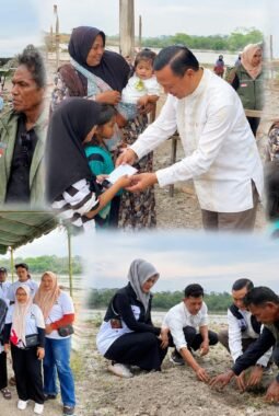 Satu Kegiatan, Dua Kepedulian: PSI Sergai Tanam Pohon dan Berbagi untuk Warga Teluk Mengkudu