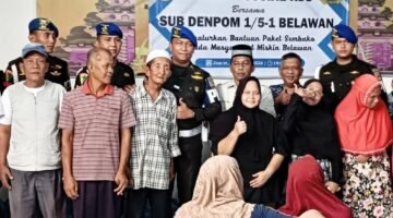 Subdenpom I/5-1 Belawan Bersama KBB Bagikan Paket Sembako Penuh Kebahagiaan